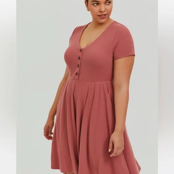 Mini Rib Button-Down Skater Dress - Picture 2 of 2